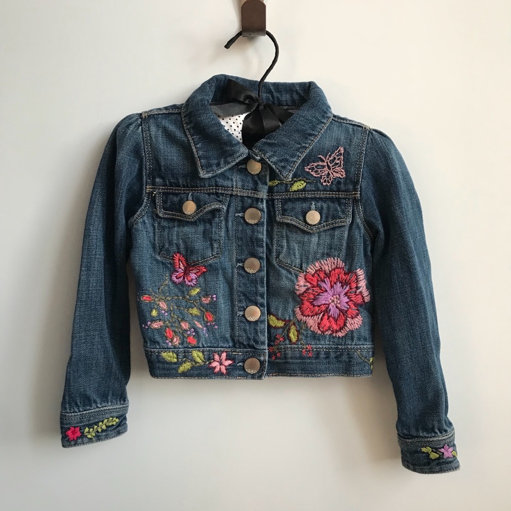 Girls Gap Jean Jacket Embroidered Size 4